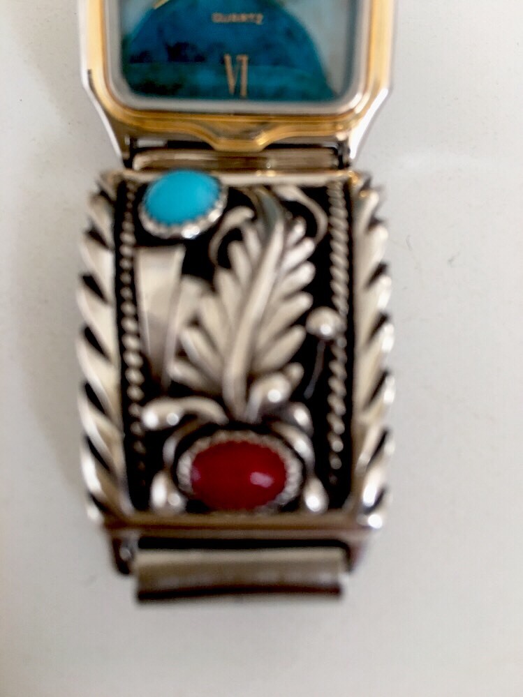 Women Blue Sleeping Beauty Turquoise Red Coral Sterling  display picture 2