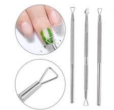 3-Piece Stainless Steel Cuticle Pusher Set –Nail Cleaner & Manicure Remover Tool