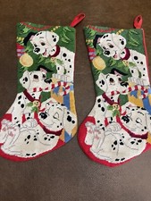 Christmas Stocking Needlepoint with Dalmatian Puppies Dogs Unbranded Vintage