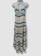 $495 Loveshackfancy Womens Ivory Halter-Neck Stripe Tie-Back Maxi Dress Size M/L