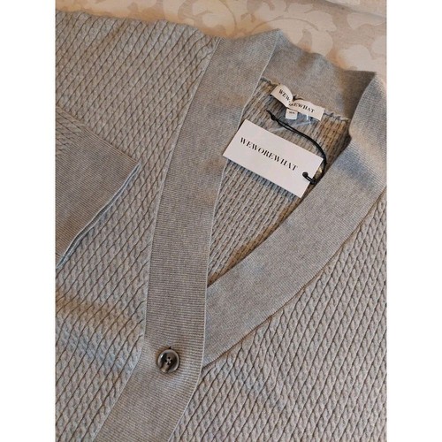 NUOVO! Maglione We Wore What Revolve Anthropologie maglia cavo grigio Varsity M/L $138 - Foto 2 di 15