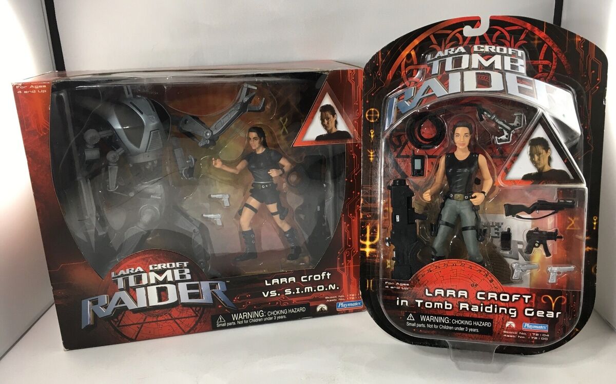 LARA CROFT VS SIMON + RAID GEAR TOMB RAIDER MOVIE FIGURES PLAYMATES SEALED  2001