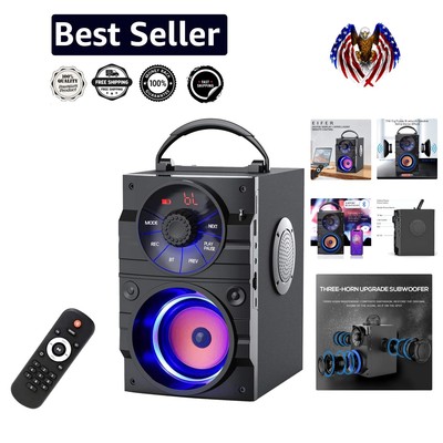 Multifunctional Bluetooth Speaker with Subwoofer & FM Radio - Remote Control