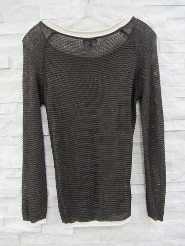 Giorgio Armani $1,695 Brown & Ivory Stretch Silk Knit Semi Sheer Sweater 42 - Picture 6 of 6