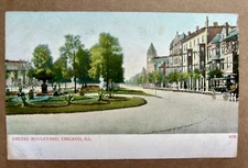 DREXEL BOULEVARD, CHICAGO, Illinois Vintage Postcard. Unposted. Undivided back.