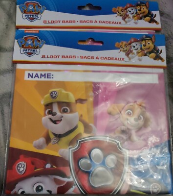  Paw Patrol Party Favor Bags Loot Treat Bags (2) 8 Count Loot Bag NEW