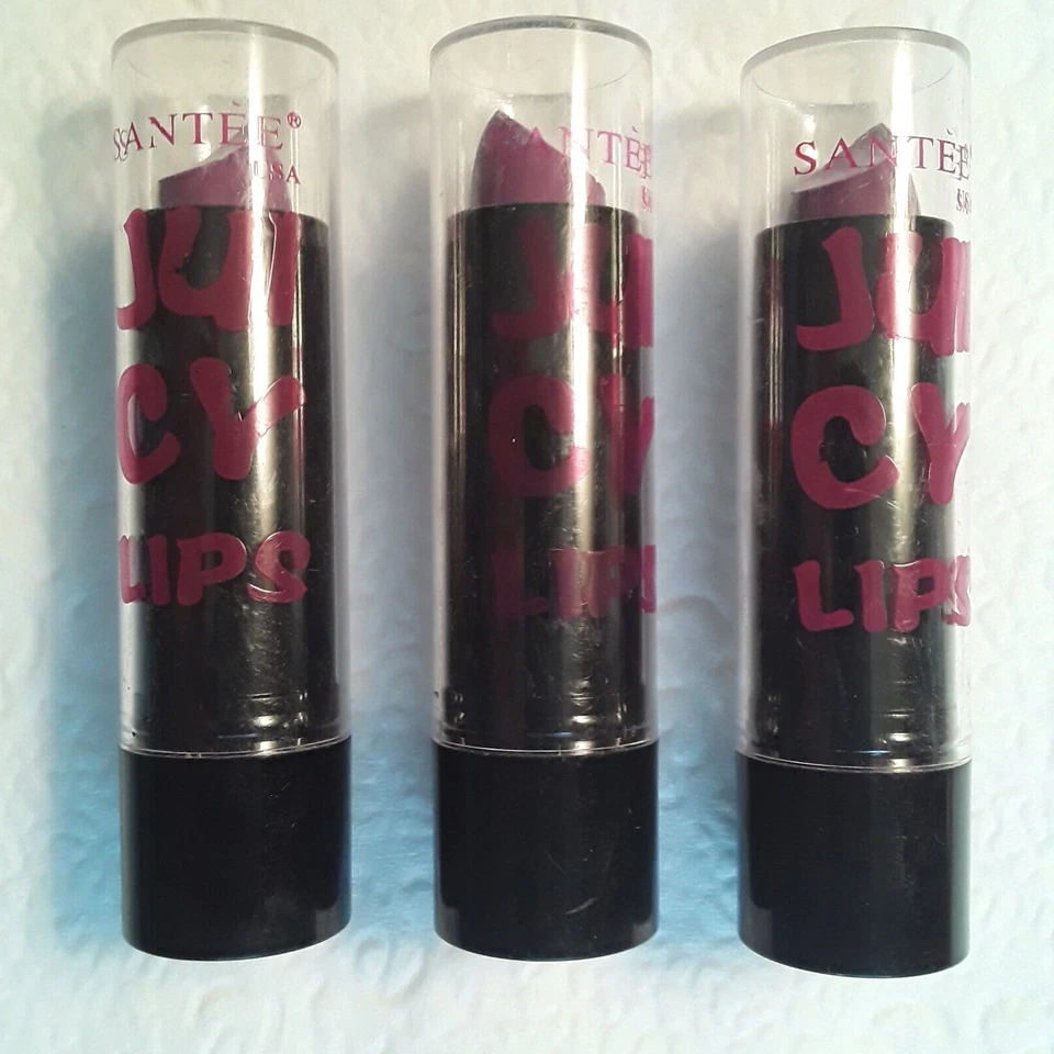 Lote de 3 Bálsamos Labiais Santee Juicy Lips, Matiz Transparente Roxo, Hidratante e Hidratante - Imagem 2 de 4