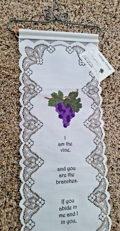 遗产花边壁饰悬挂约翰 15:5 金属衣架圣经诗葡萄藤 — 第 4/4 张图片