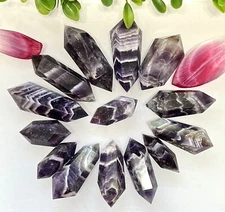 Wholesale Lot 1 Lb Natural Chevron Amethyst Double Terminated Point Crystal