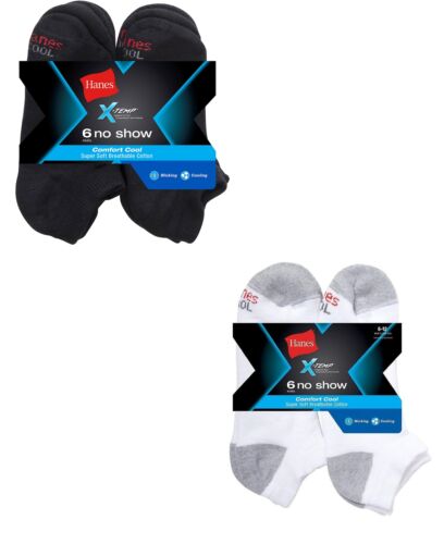 Hanes Men's X-Temp Comfort Cool NO-SHOW Socks: Cushion Sport Work Big Tall Lot - Picture 3 of 5