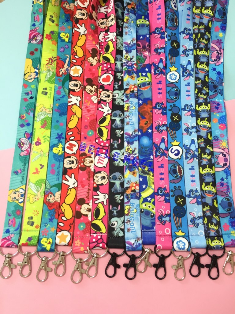 lot Cartoon stitch mickey Minnie Neck Straps Key Chains Lanyard ID Holder