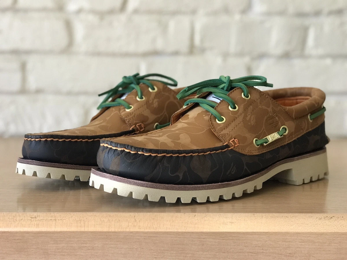 Bape x Timberland Bapesta 3 Eye Classic Hand Stitch Boat Shoes Men Size  11.5 New
