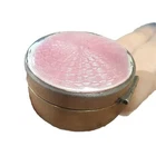 Antique sterling silver tiny compact powder box pink enamel guilloche mirror