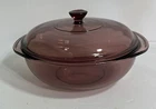 Vintage Cranberry Purple PYREX 2 Qt Glass Casserole Dish Bowl 024 with Lid D-2