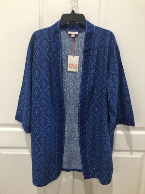 Knox Rose Size XS/S Blue Geometric Kimono Robe Without Fabric Belt New
