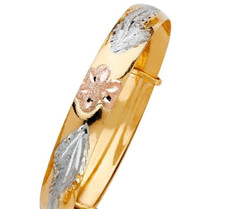 NEW 14K TRI COLOR GOLD ADJUSTABLE BANGLE