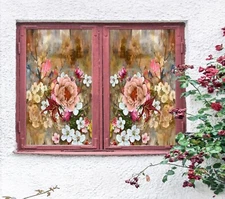 3D Flowers A729 Window Film Print Sticker Cling Stained Glass UV Sinsin