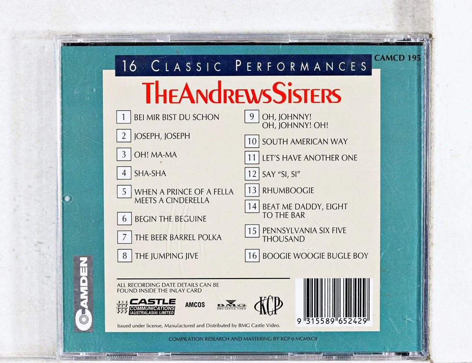 The Andrews Sisters - 16 actuaciones clásicas (CD 1995) Foto 3 de 3