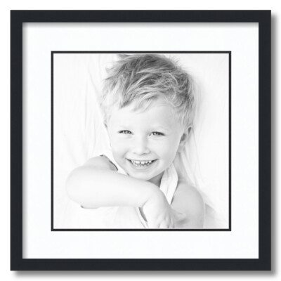 ArtToFrames Matted 18x18 Black Picture Frame with 2'' Double Mat, 14x14 Opening