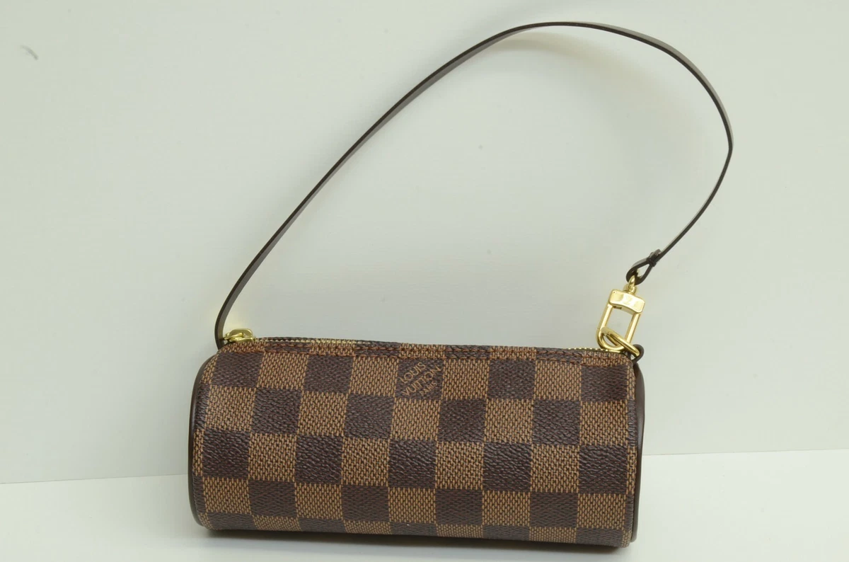 Authentic Louis Vuitton Damier Ebene Leather Pouch Mini Purse