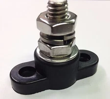 Black Junction Block Power Post Insulated Terminal Stud 3/8" Stainless
