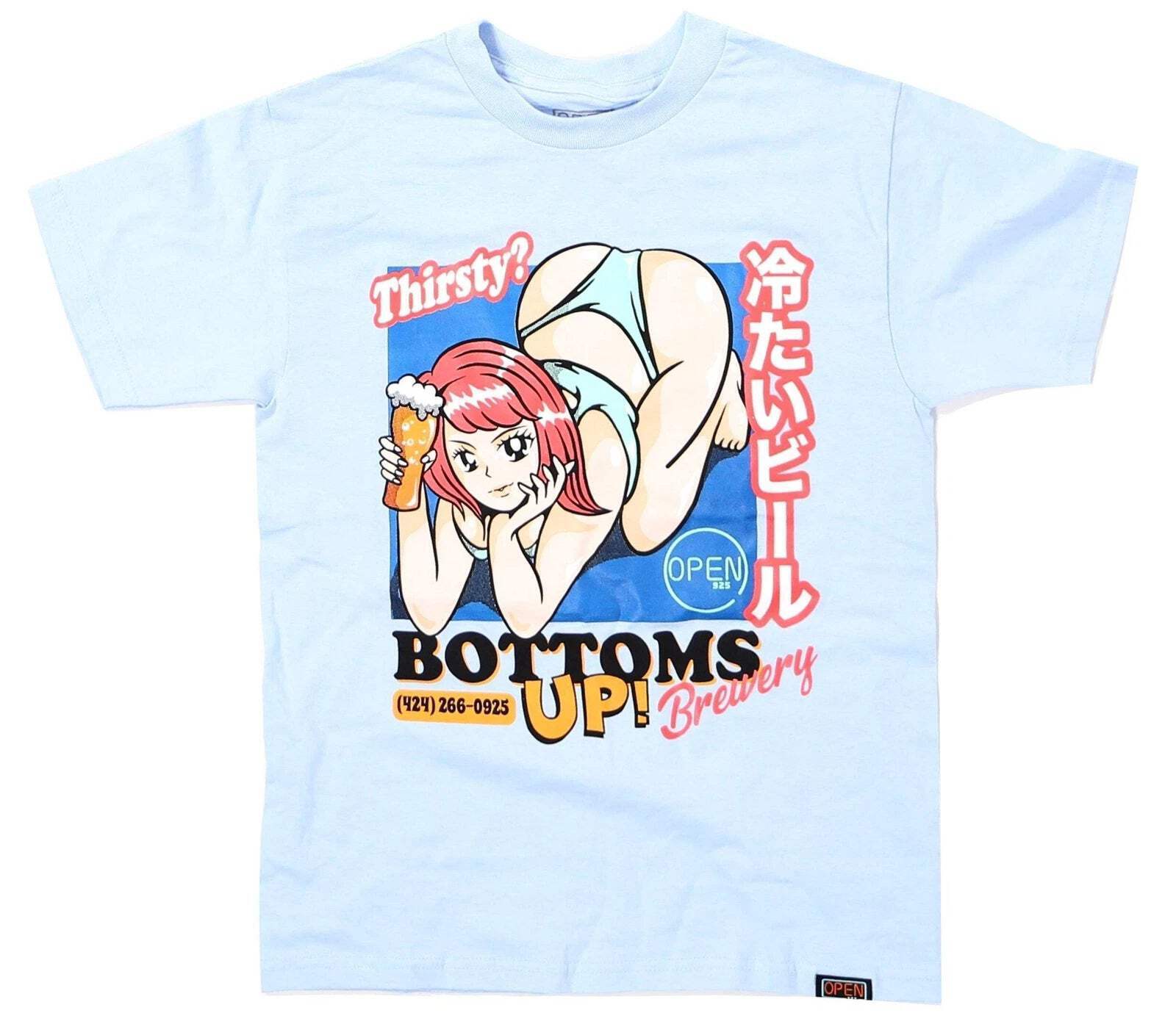 Открытая мужская футболка 925 Bottoms Up Tee светло-голубого цвета Унисекс 3890₽