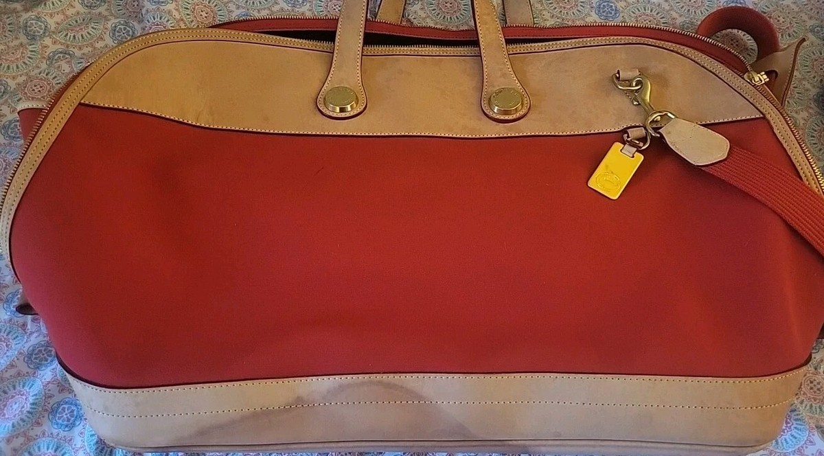 Dooney Bourke Cabriolet RED Canvas Leather Overnight Travel Bag