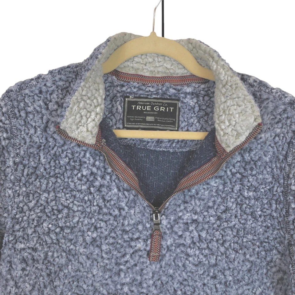 Chaqueta polar Sherpa True Grit para mujer 1/4 cremallera talla L vintage azul punta escarchada Foto 4 de 4