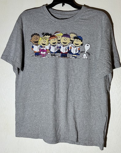 Charlie Brown Peanuts Christmas Caroling Singing Gray Shirt Size L - 第 1/2 張圖片