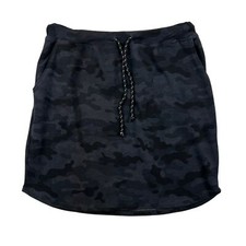 Sundry for Evereve Skirt Womens 4 Camo Black Gray Drawstring Pockets Made in USA