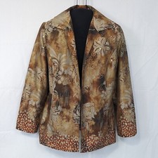 Chico's Womens 2 / Large Silk Blend Floral Animal Print Sequin Blazer Jacket