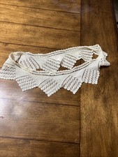 Vtg, Lace Hand Crochet Round Collar Cream Color