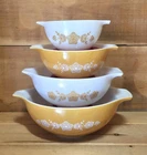 Set of 4 Pyrex Butterfly Gold Cinderella Mixing/Nesting Bowls 441, 442, 443 &444