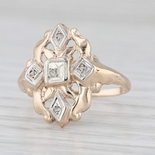 Vintage Openwork Diamond Ring 10k Yellow Gold Size 6.25
