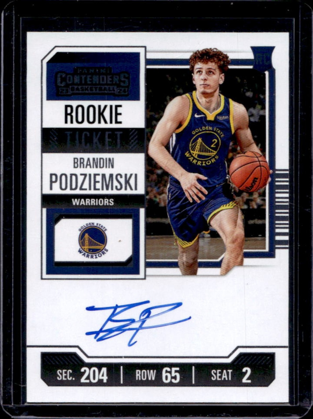 2023-24 Contenders Brandin Podziemski Auto RC Rookie Ticket #122 Warriors