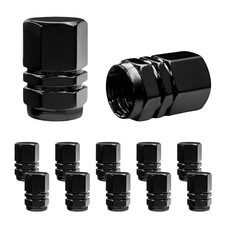 12 PCS Car Tire Valve Stem Caps, Leak Proof Aluminum Alloy Tire Valve Black