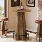Round Bar Table, 39.4" H Industrial High Top Pub Table with Storage for Bistro