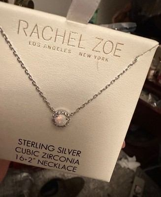 Opal & Cubic zirconia sterling silver 16+2'' Necklace Rachel Zoe New With Box