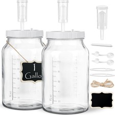 2 Pack 1 Gallon Large Fermentation Jars W/ 3 Airlocks  2 SCREW Lids