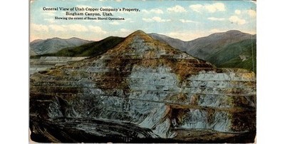 General View Utah Copper Co. Bingham Canyon Steam Shovel Postcard c1910