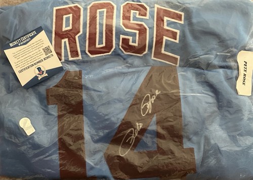 Pete Rose Signed Jersey Phillies Hit King Becket Certified BC96579 Autographed