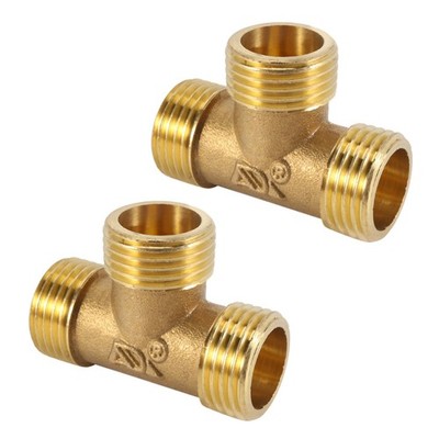 2X Messing T-Form Wasser Kraftstoffleitung Equal Male T-Adapter Verbindung 9647