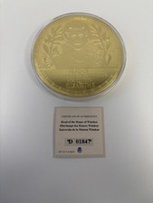 Head Of The House Of Windsor HM Queen Elizabeth II 100mm Gold Plated Coin COA