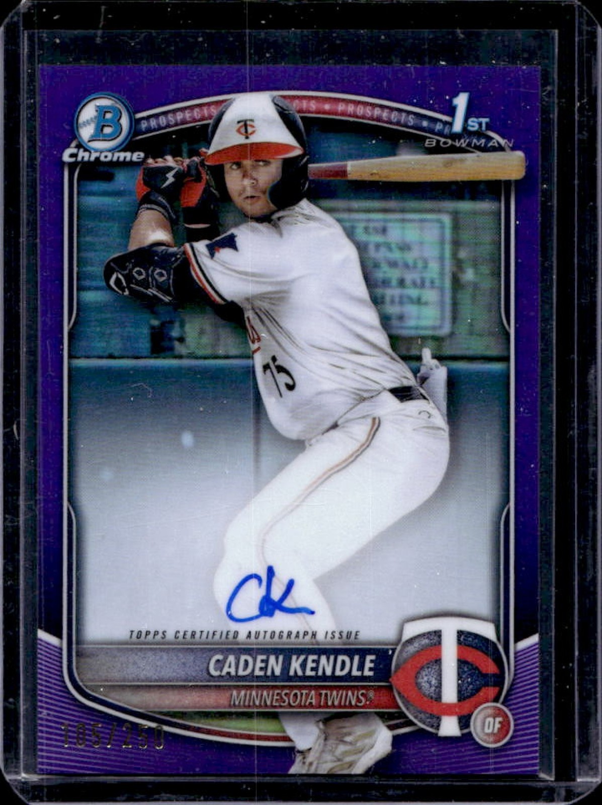 2025 Bowman Caden Kendle Chrome Auto Purple Refractor 1st #105/250