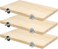 3 Pack Bird Perch Stand, Natural Wood Platform and Playground Cage for Parrot, C