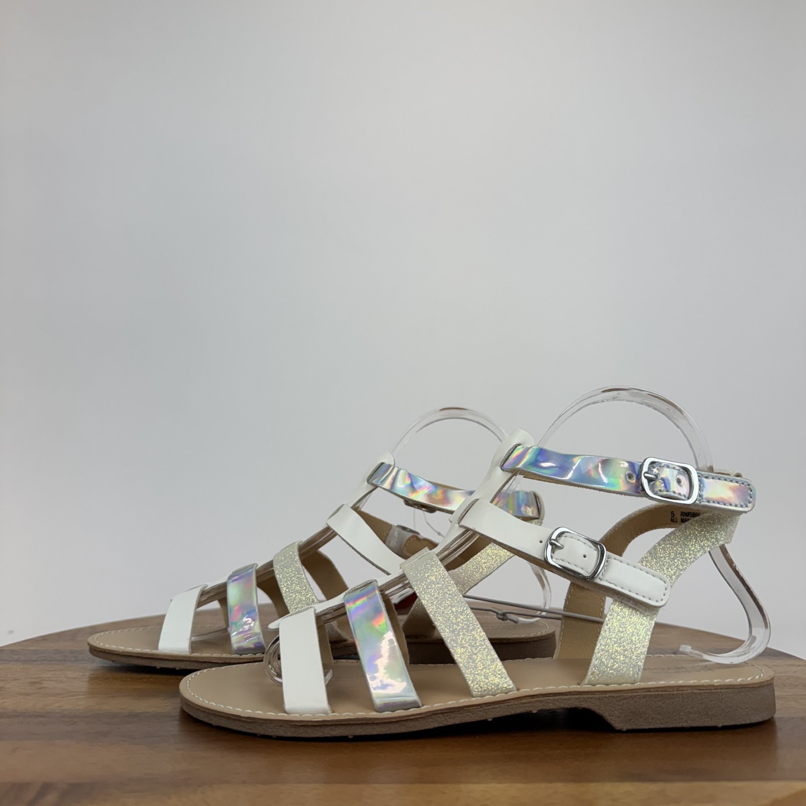 APL Nuovi sandali gladiatore olografico Harper Canyon Valentina bianco scintillante per bambini 5 anni