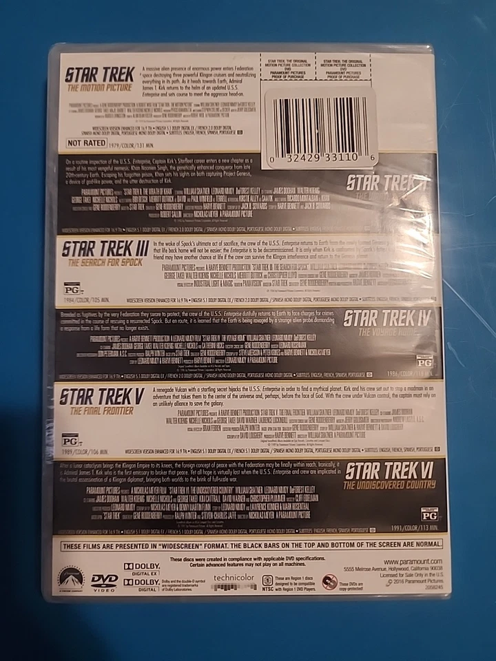 Star Trek Dvd, 6 movies Sealed - Image 2 of 2