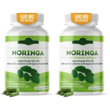 (2Pack) Moringa Capsules 120ct Pure Moringa Leaf Powder Immune Support