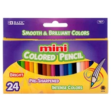 Bazic 24-Pack Mini Colored Pencil Pre-Sharpened Wood Hexagonal Barrel Pencils