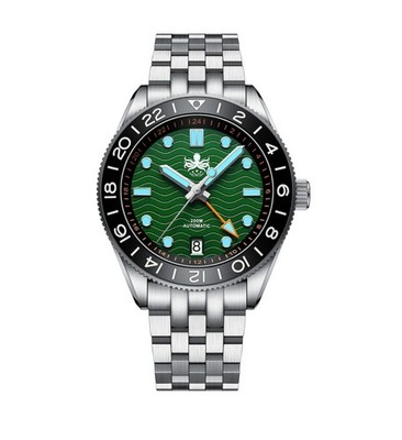 Phoibos Wave Master GMT 200M Automatik Taucheruhr PY049E Silber